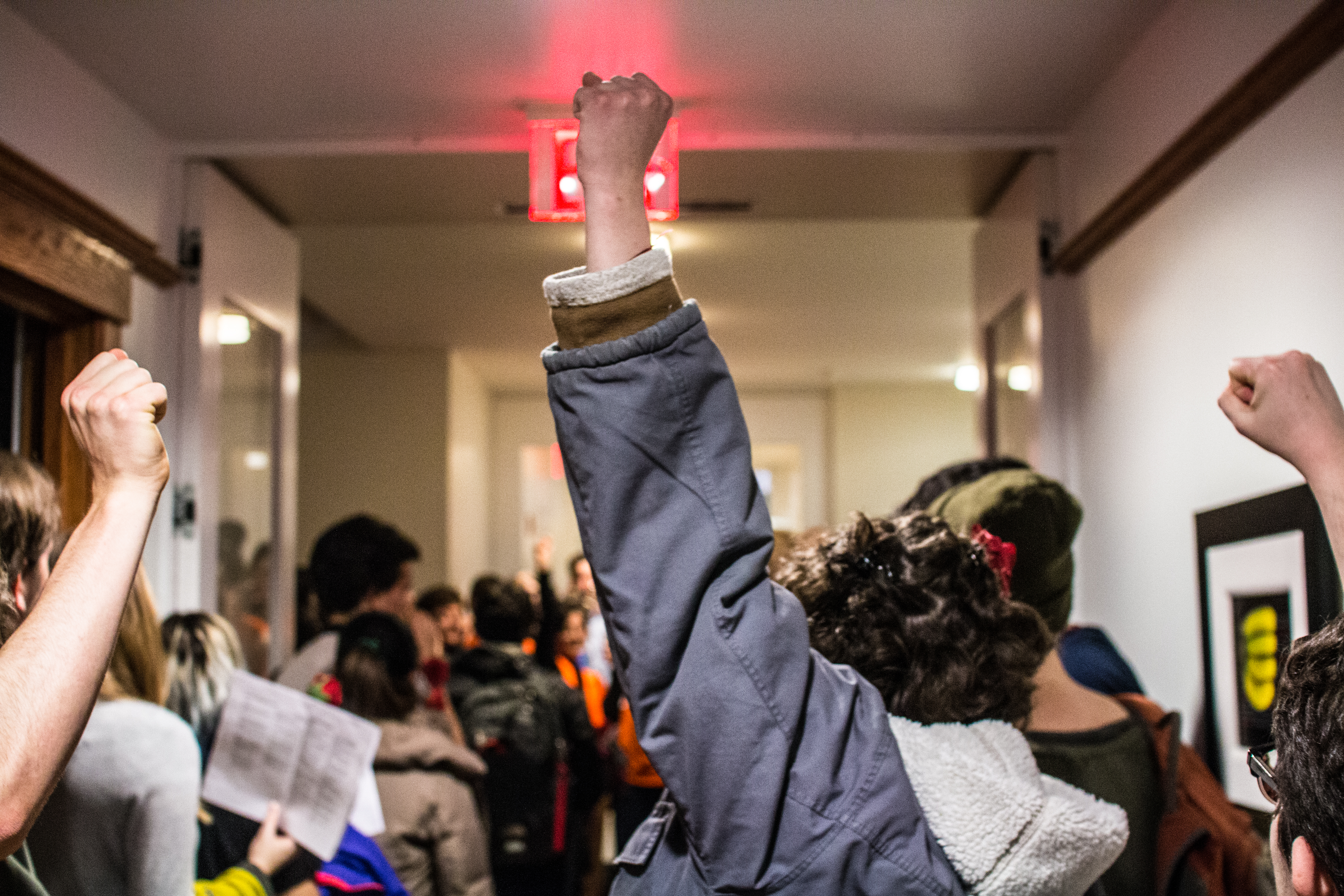 UGSDW members occupying Nollen House on Dec. 14, 2018