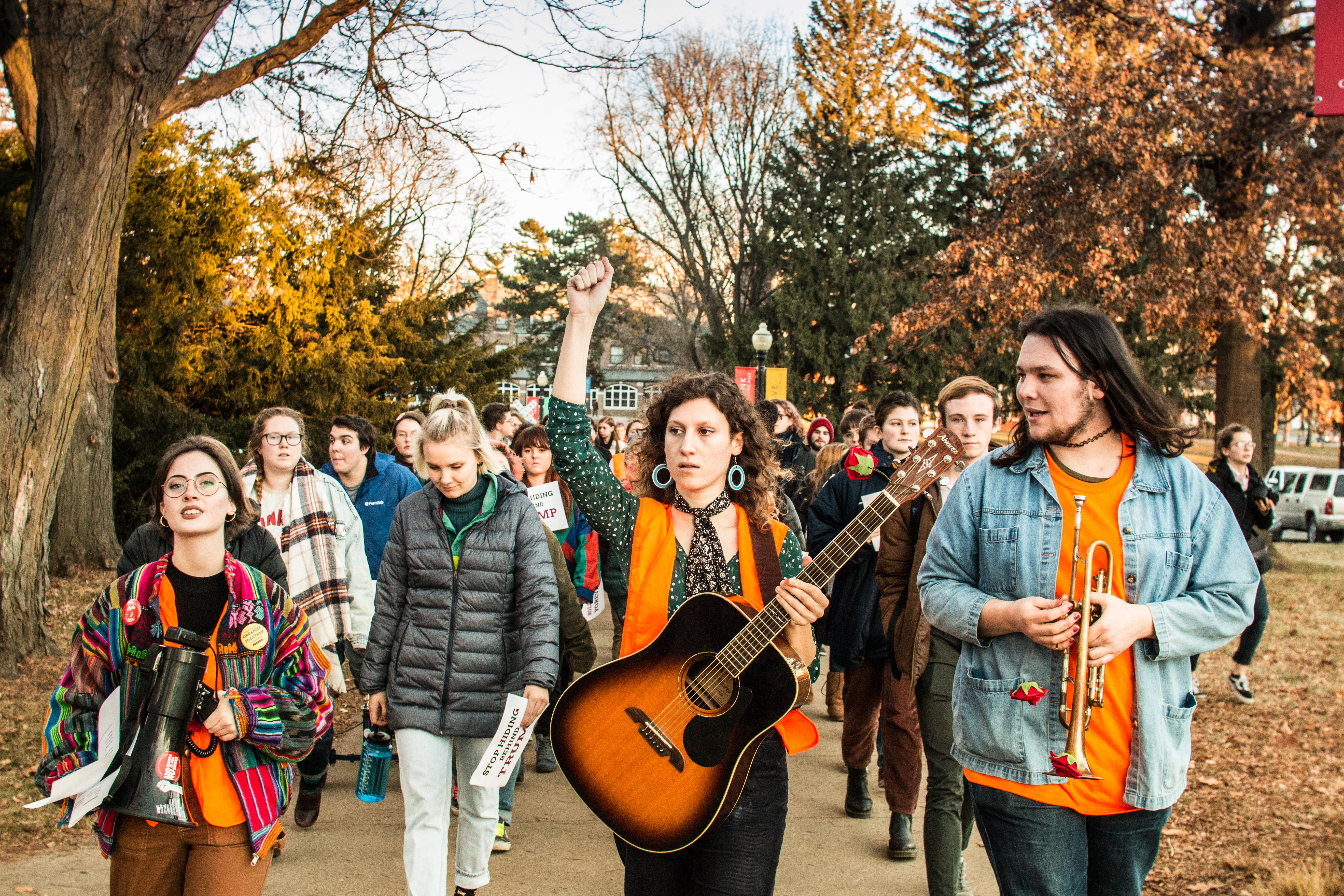 Protesters march through Grinnell